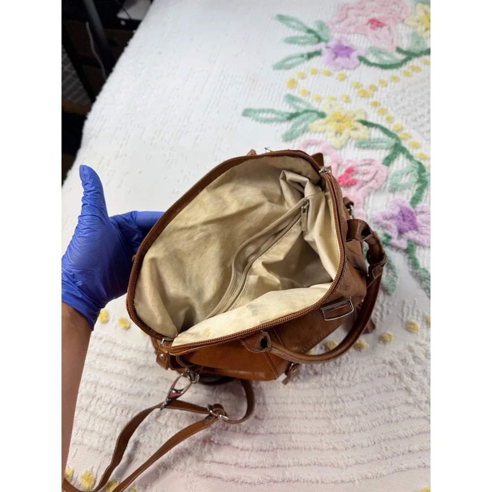 Borse in Pelle Italian Cognac Brown Leather Satchel Crossbody Bag
